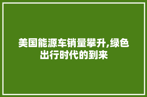 美国能源车销量攀升,绿色出行时代的到来