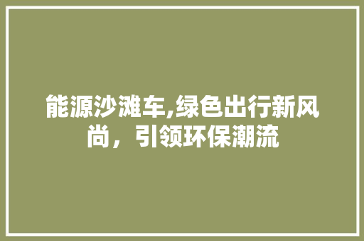 能源沙滩车,绿色出行新风尚，引领环保潮流