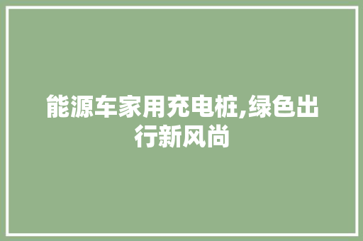 能源车家用充电桩,绿色出行新风尚