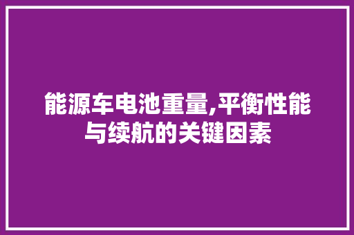 能源车电池重量,平衡性能与续航的关键因素  第1张