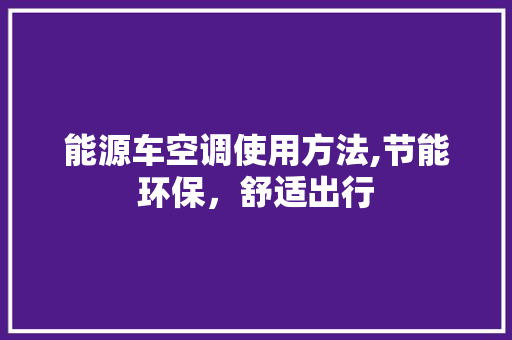 能源车空调使用方法,节能环保，舒适出行