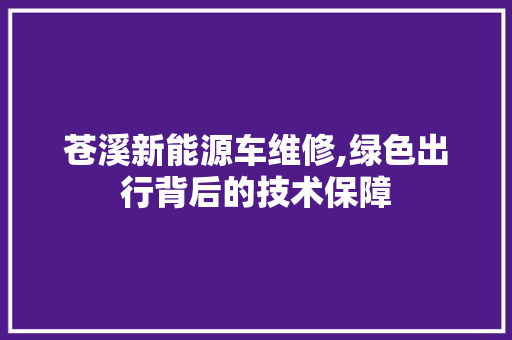 苍溪新能源车维修,绿色出行背后的技术保障  第1张