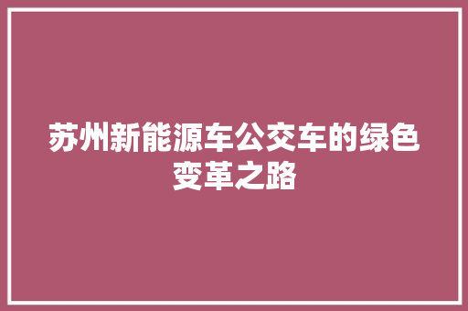 苏州新能源车公交车的绿色变革之路  第1张