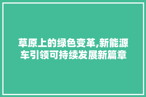 草原上的绿色变革,新能源车引领可持续发展新篇章