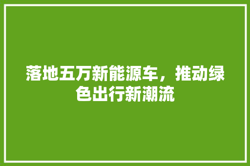 落地五万新能源车，推动绿色出行新潮流