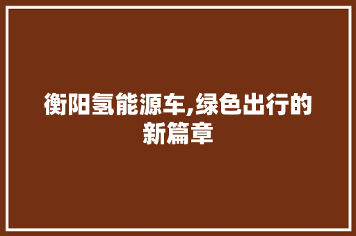 衡阳氢能源车,绿色出行的新篇章