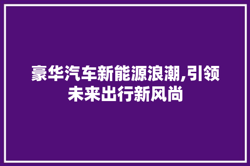 豪华汽车新能源浪潮,引领未来出行新风尚