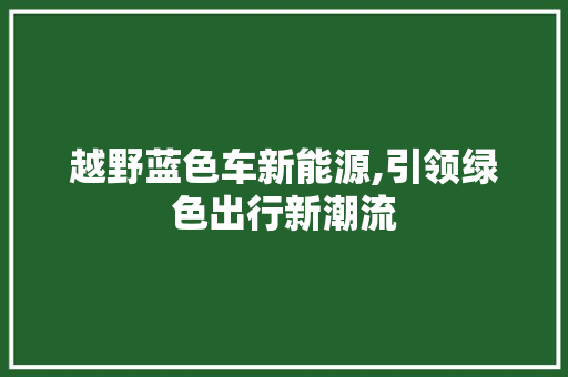 越野蓝色车新能源,引领绿色出行新潮流