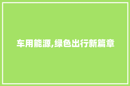 车用能源,绿色出行新篇章  第1张