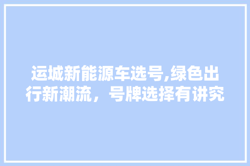 运城新能源车选号,绿色出行新潮流，号牌选择有讲究