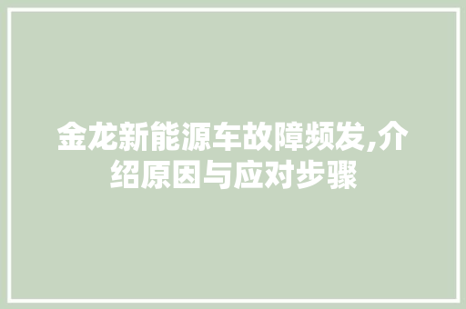 金龙新能源车故障频发,介绍原因与应对步骤