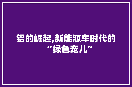 铝的崛起,新能源车时代的“绿色宠儿”  第1张