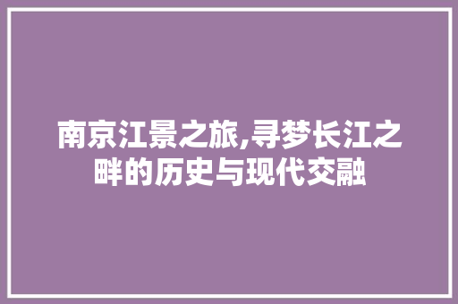 南京江景之旅,寻梦长江之畔的历史与现代交融