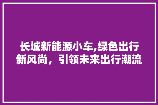 长城新能源小车,绿色出行新风尚，引领未来出行潮流