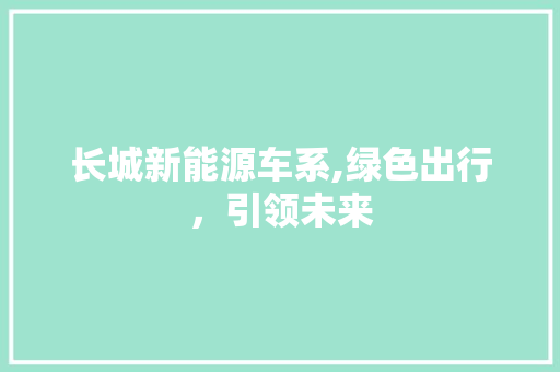 长城新能源车系,绿色出行，引领未来