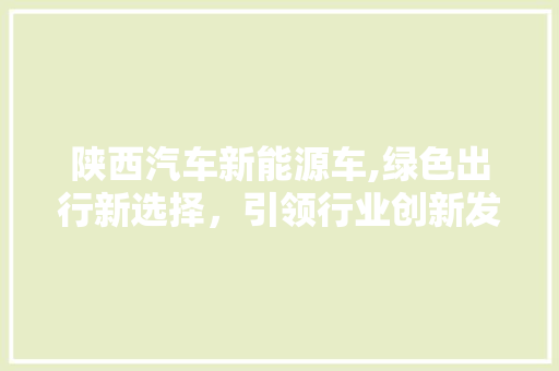 陕西汽车新能源车,绿色出行新选择，引领行业创新发展