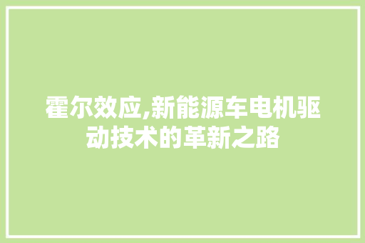 霍尔效应,新能源车电机驱动技术的革新之路  第1张