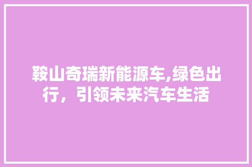 鞍山奇瑞新能源车,绿色出行，引领未来汽车生活