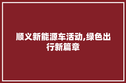 顺义新能源车活动,绿色出行新篇章