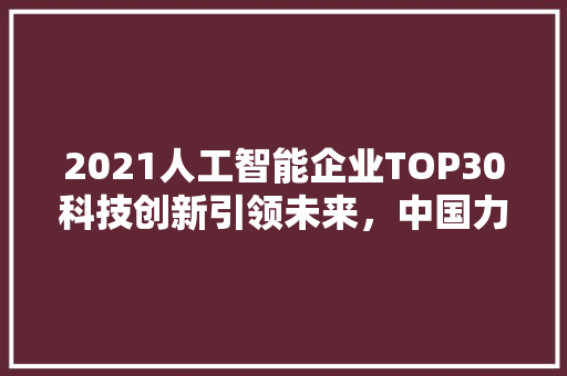 2021人工智能企业TOP30科技创新引领未来，中国力量崛起