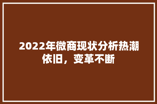 2022年微商现状分析热潮依旧，变革不断