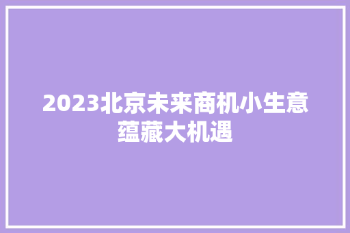 2023北京未来商机小生意蕴藏大机遇