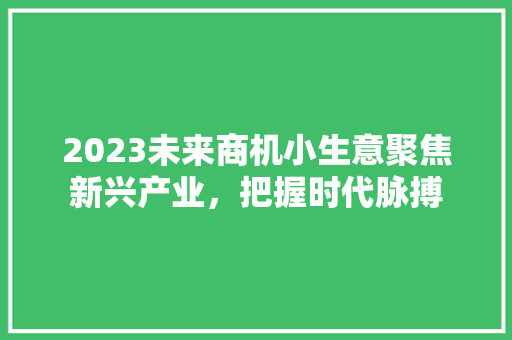 2023未来商机小生意聚焦新兴产业，把握时代脉搏