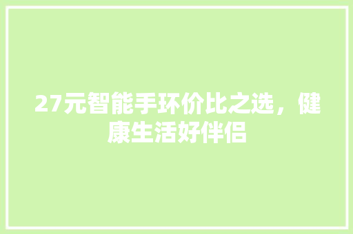 27元智能手环价比之选，健康生活好伴侣