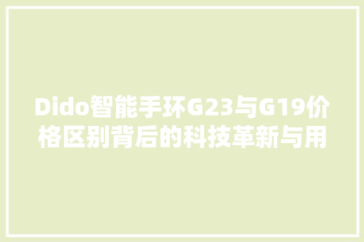 Dido智能手环G23与G19价格区别背后的科技革新与用户需求