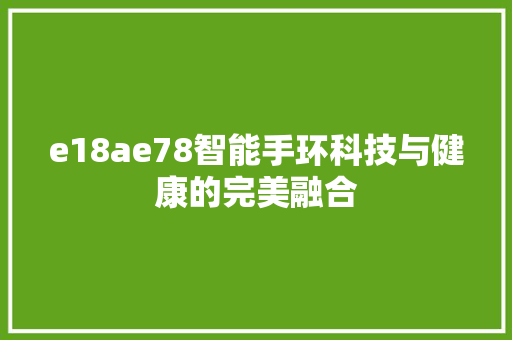 e18ae78智能手环科技与健康的完美融合