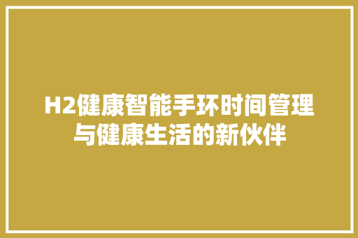 H2健康智能手环时间管理与健康生活的新伙伴