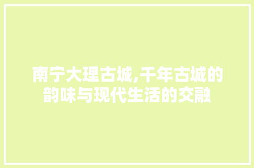 南宁大理古城,千年古城的韵味与现代生活的交融