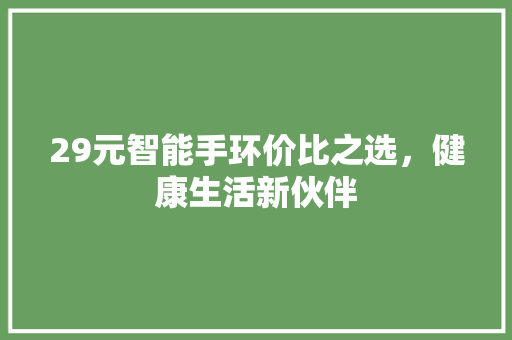 29元智能手环价比之选，健康生活新伙伴