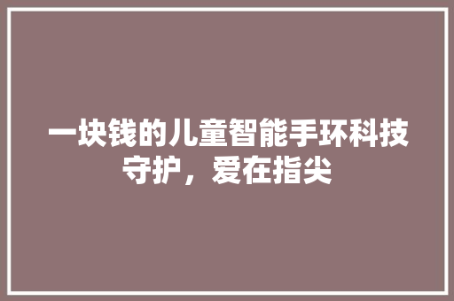 一块钱的儿童智能手环科技守护，爱在指尖