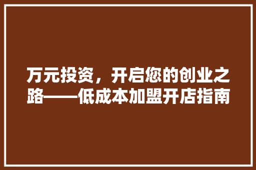 万元投资，开启您的创业之路——低成本加盟开店指南