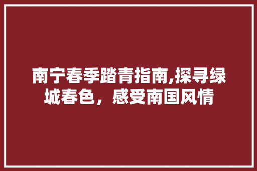 南宁春季踏青指南,探寻绿城春色，感受南国风情