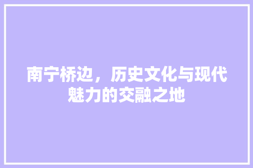 南宁桥边，历史文化与现代魅力的交融之地