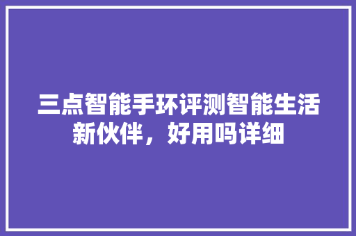 三点智能手环评测智能生活新伙伴，好用吗详细