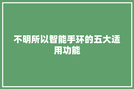 不明所以智能手环的五大适用功能  第1张