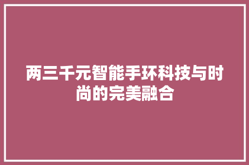 两三千元智能手环科技与时尚的完美融合