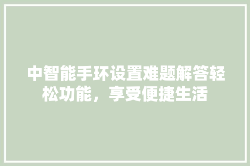 中智能手环设置难题解答轻松功能，享受便捷生活