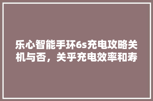 乐心智能手环6s充电攻略关机与否，关乎充电效率和寿命  第1张