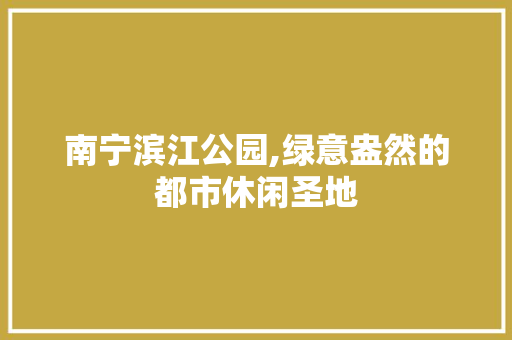 南宁滨江公园,绿意盎然的都市休闲圣地