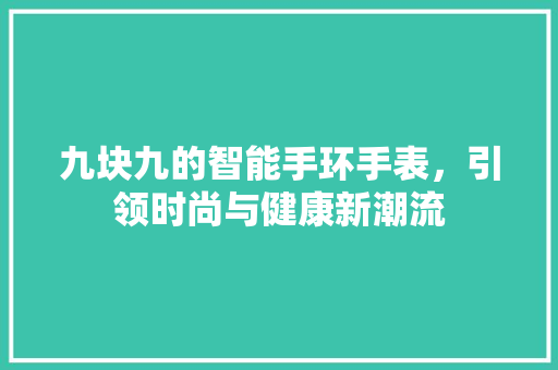 九块九的智能手环手表，引领时尚与健康新潮流