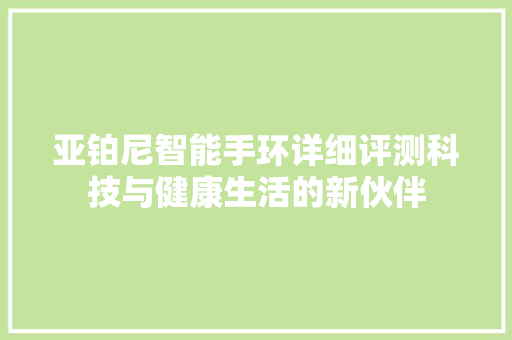 亚铂尼智能手环详细评测科技与健康生活的新伙伴