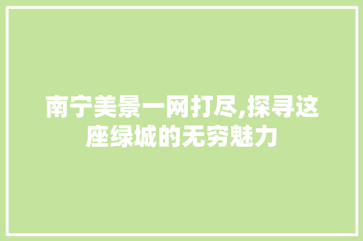 南宁美景一网打尽,探寻这座绿城的无穷魅力