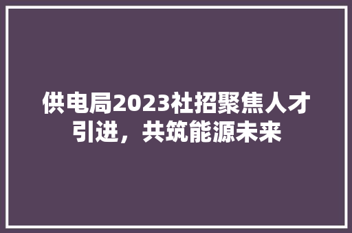 供电局2023社招聚焦人才引进，共筑能源未来  第1张