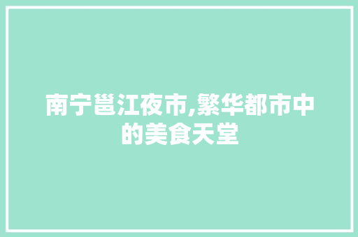 南宁邕江夜市,繁华都市中的美食天堂