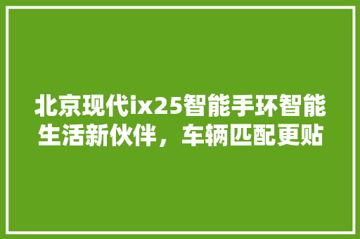 北京现代ix25智能手环智能生活新伙伴，车辆匹配更贴心