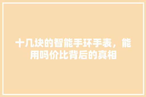 十几块的智能手环手表，能用吗价比背后的真相